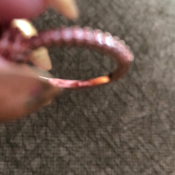 NWOT STERLING SILVER ROSE GOLD AMBER RING, 5-1/2 - Picture 7 of 7